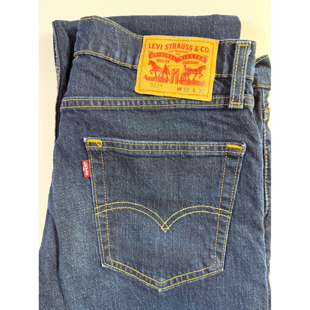 Levi's 527 Jeans Men's 32x32 Slim Bootcut Dark Wash Denim Actual 34x31.5